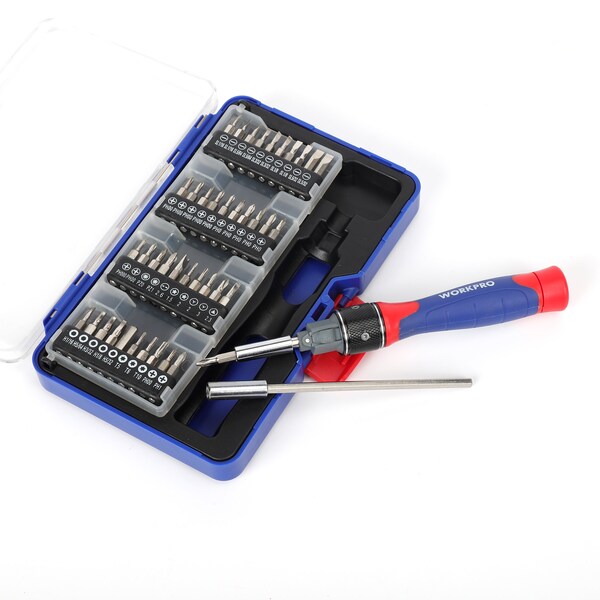 Prime-Line WORKPRO 1299696 41 Piece Ratcheting Screwdriver Set, Chrome Vanadium Steel Single Pack - 1299696