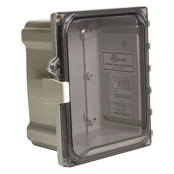 Wiegmann Polycarbonate Electrical Enclosures, 24 in H, 10 in D, 24 in W, NEMA 4X, Hinged - HW-PCC242410CHQR