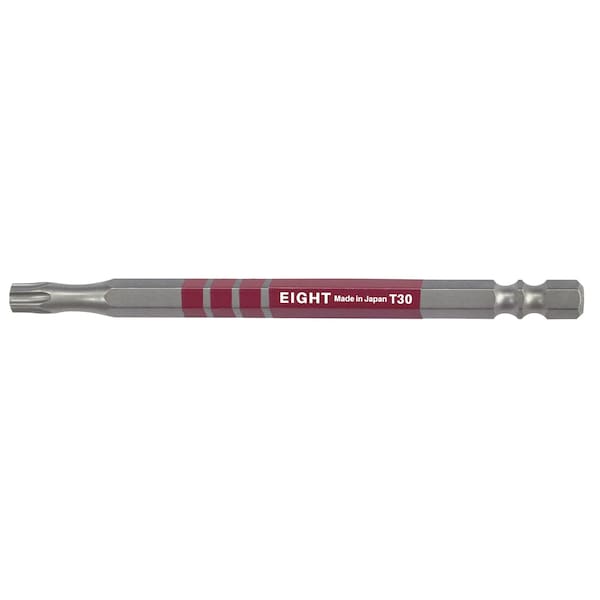 Eight Tool EX-IMPACT HIGH IMPACT TORX BIT 6.35MM SHANK 9&13MM GROOVE COLOR CODED, T30 X 100MM OAL BRWN - EA-310C T30 x 100