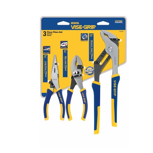 Irwin Vise-Grip 3 pc Nickel Chrome Steel Traditional Pliers Set Assorted in. L - 2078704