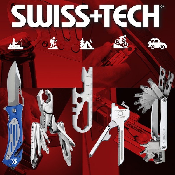 Prime-Line SWISS+TECH 7-in-1 Adjustable Wrench Multi-Tool, Black/Brushed Stainless Steel Single Pack - ST41070
