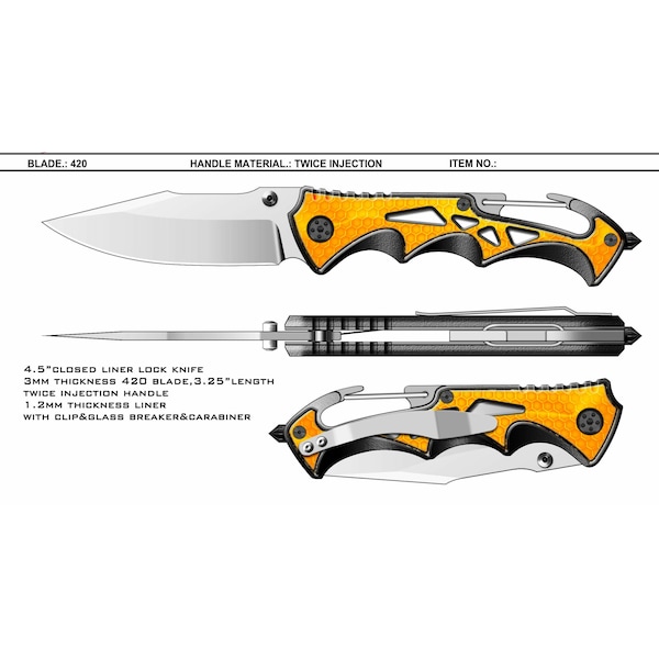 Caterpillar 7-3/4-in. FOLDING KNIFE WITH GLASS BREAK - 980524