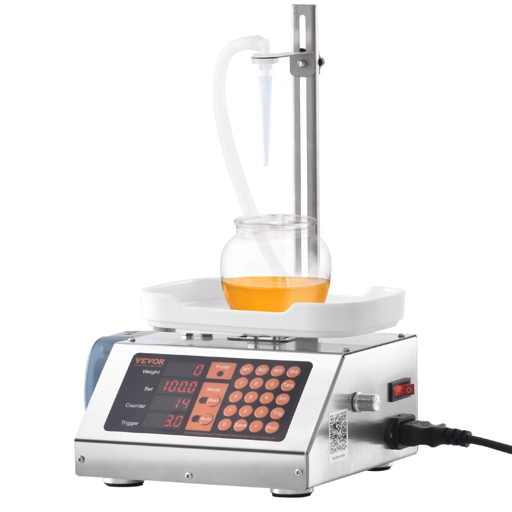VEVOR Liquid Filling Machine, 5-300 g Weighing Capacity, Automatic Bottle Filler Machine, Bottling Machine Peristaltic Pump Digital Control for Milk, Water, Wine, Beverage, Soy Sauce (Single Nozzle) - WSDBGYGZJ061I2HY6V1