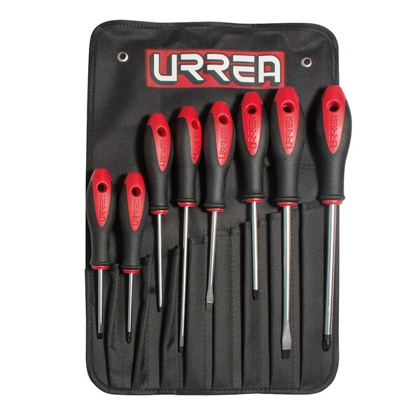 Urrea Bimaterial Screwdrriver, Set of 8 Pieces Comb - 8600D