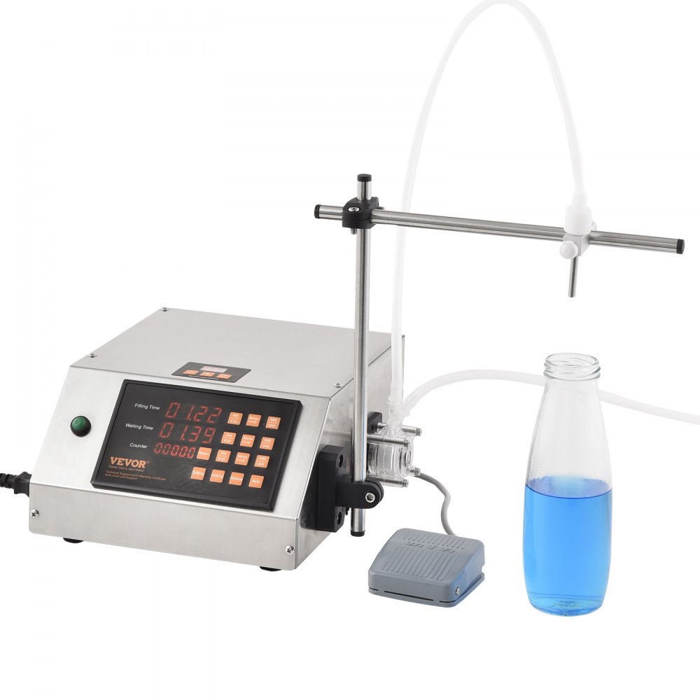 VEVOR Liquid Filling Machine, 5-650ml Filling Capacity, Automatic Bottle Filler Machine, Bottling Machine Peristaltic Pump Digital Control for Milk, Water, Wine, Beverage, Soy Sauce (Single Nozzle) - WSDBGYGZJ061SC6YTV1
