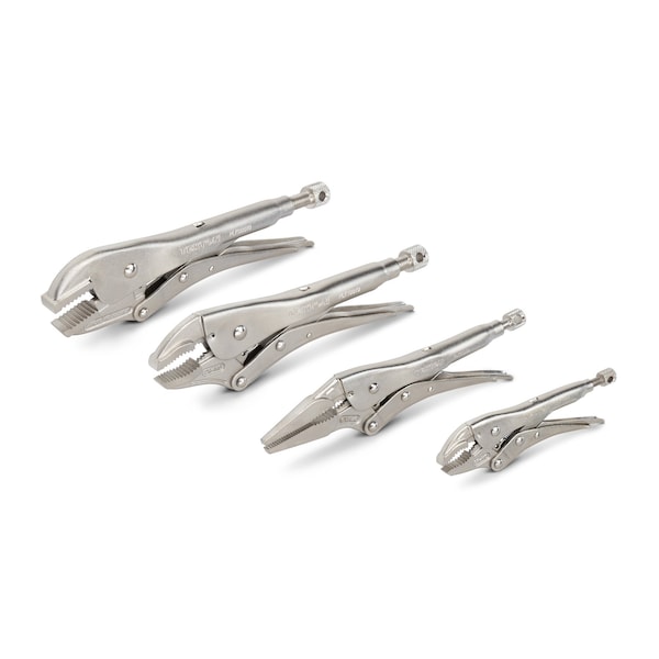 Tekton Locking Pliers Set, 4-Piece (Straight Jaw, Curved Jaw, Long Nose) - PLK99902