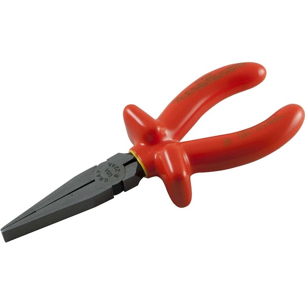Gray Tools Flat Nose Pliers, 6-1/2" Long, 2" Jaw, 1000V Insulated - B224A-I