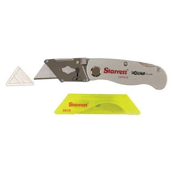 Starrett Aluminum Die-Cast Pocket Utility Knife, Folding Retractable Utility - KUXP010-N