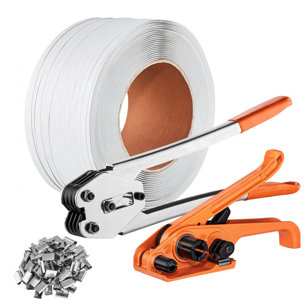 VEVOR PP Banding Strapping Kit with Strapping Tensioner Tool, Banding Sealer Tool, 328 ft Length, 100 Metal Seals, Pallet Packaging Strapping Banding Kit, Banding Packaging Strapping for Packing - PPDKZTJ100M1WBWTQV0