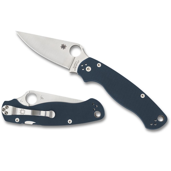 Spyderco 2024 Spyderco Reveal 14, Para Military 2 Cobalt Blue G-10 Cpm Spy27, Plain Edge - SPY-C81GPCBL2