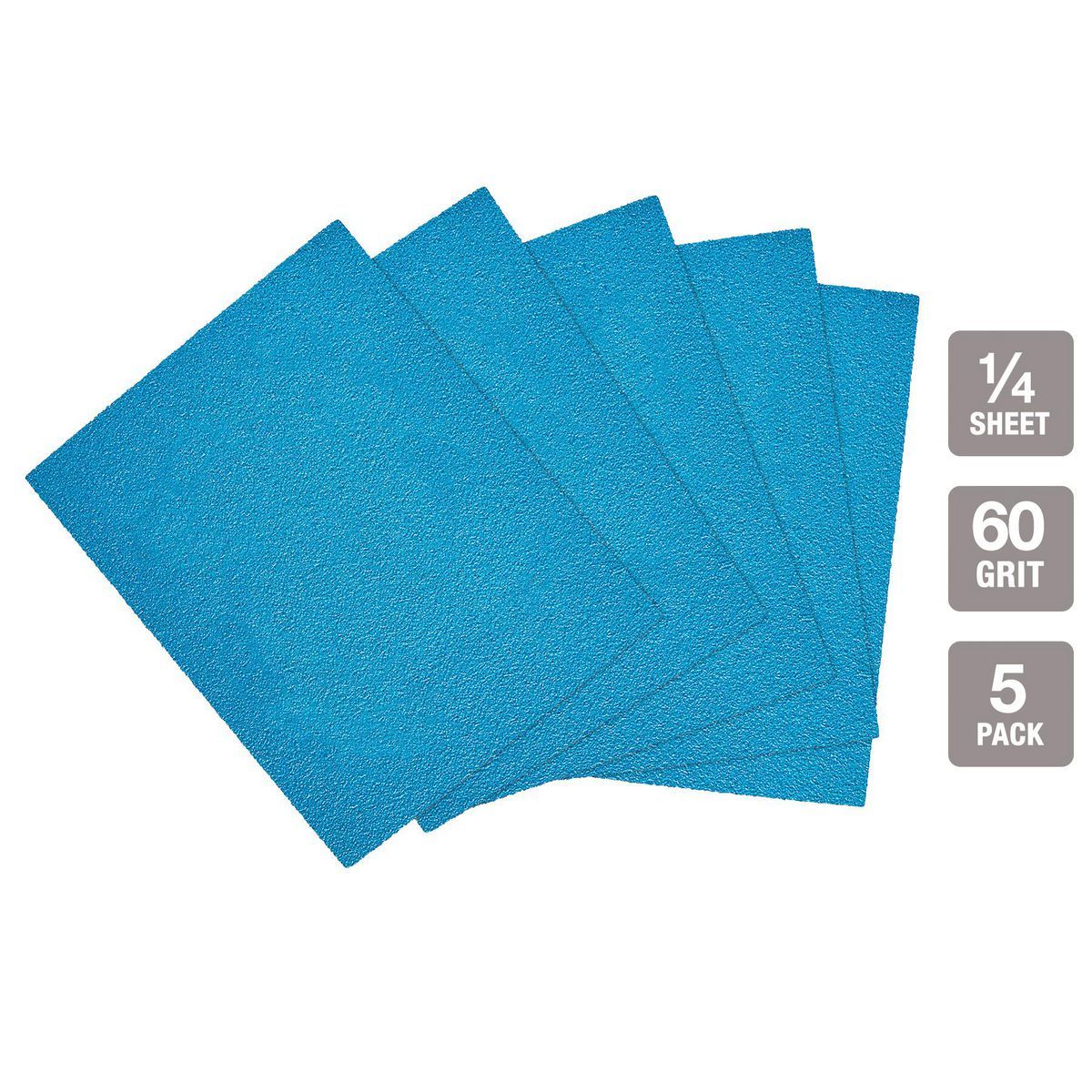 Hércules 4-1/2 in. x 5-1/2 in. 60 Grit 1/4 Hoja de Lija con Grano de Alúmina Cerámica, Paquete de 5 - 58136