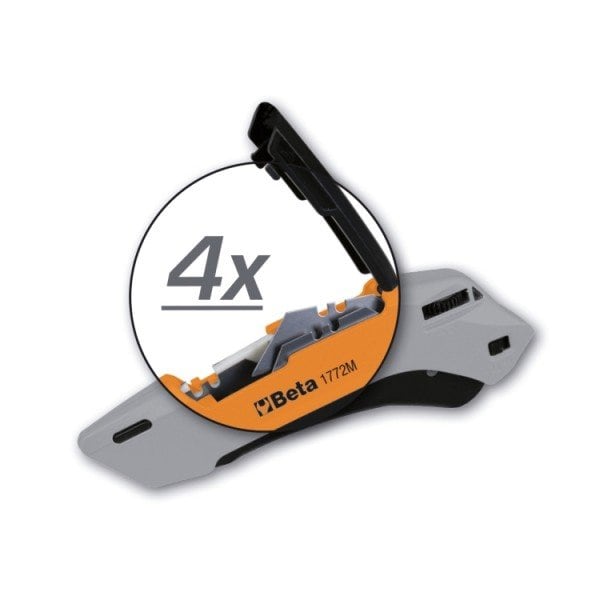 Beta 1772M Safety Utility Knife with Retractable Blade, 6 11/16 in Long, Includes 3 Blades - 017720040