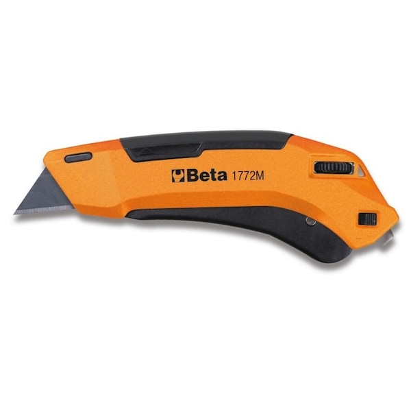 Beta 1772M Safety Utility Knife with Retractable Blade, 6 11/16 in Long, Includes 3 Blades - 017720040