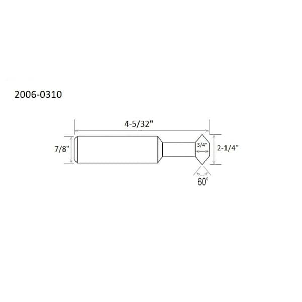 Hhip 2-1/4 X 3/4 X 7/8 X 4-5/32 60 Deg. M42 8% Cobalt Double Angle Cutter - 2006-0310
