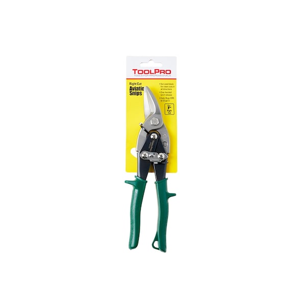 Toolpro Right Cut Aviation Snips with Green Grips - TP02163