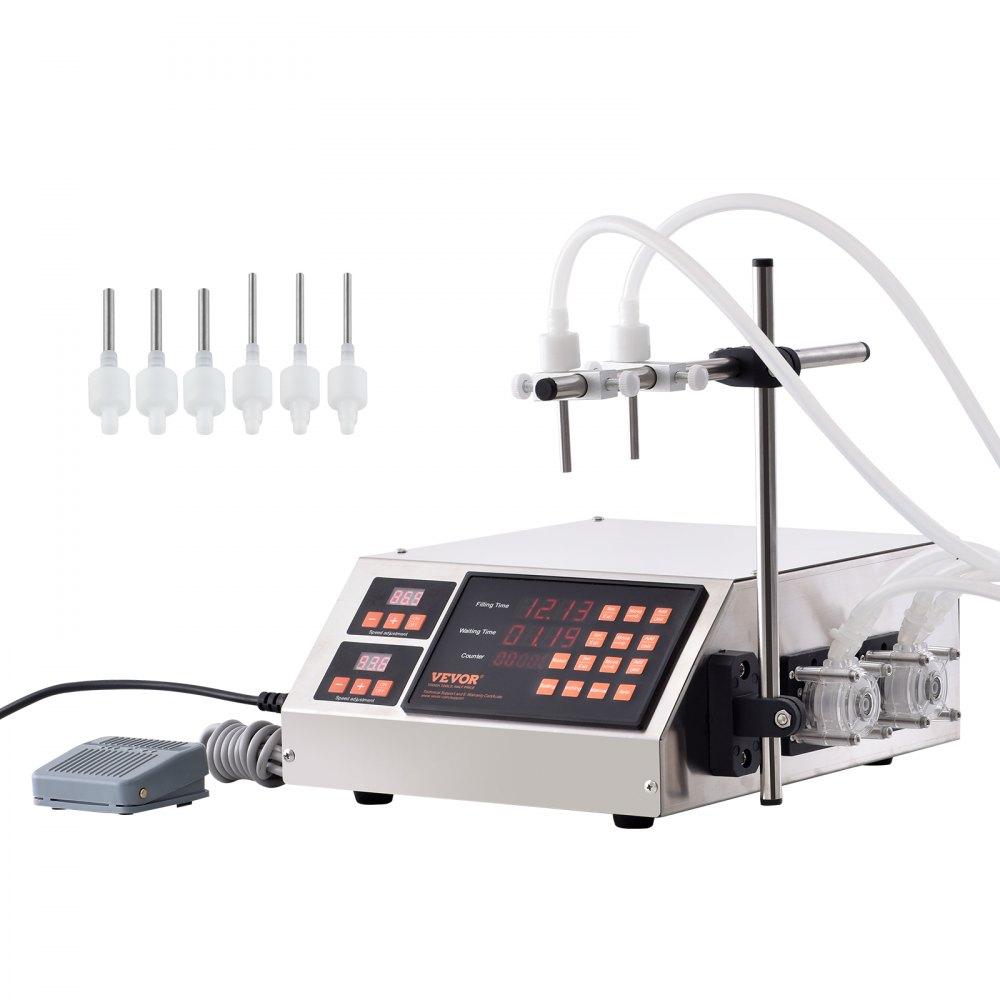 VEVOR Liquid Filling Machine, 5-650ml Filling Capacity, Automatic Bottle Filler Machine, Bottling Machine Peristaltic Pump Digital Control for Milk, Water, Wine, Beverage, Soy Sauce (Double Nozzle) - WSDBGYGZJ0618TX5VV1