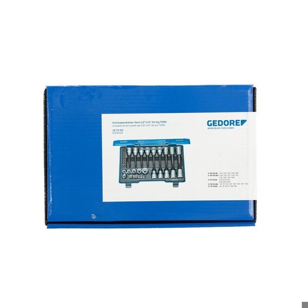Gedore Screwdriver Bit Socket Set, 1/2", 1/4" - 19 TX 20