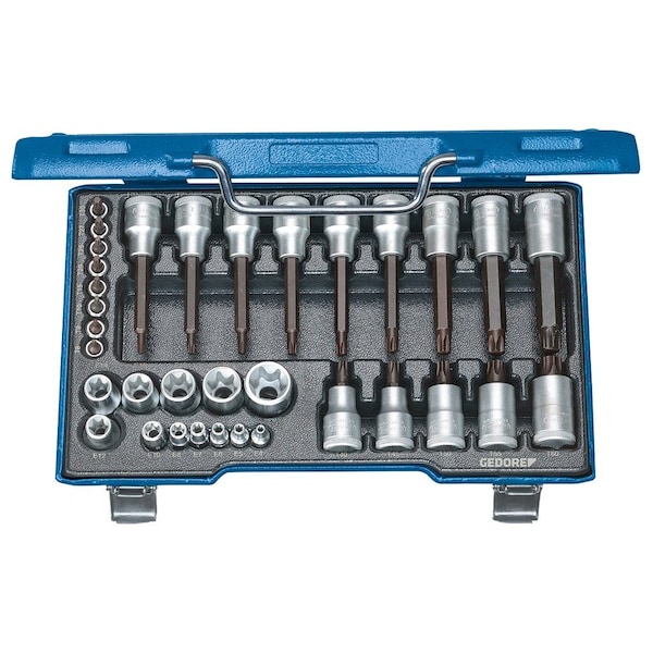 Gedore Screwdriver Bit Socket Set, 1/2", 1/4" - 19 TX 20