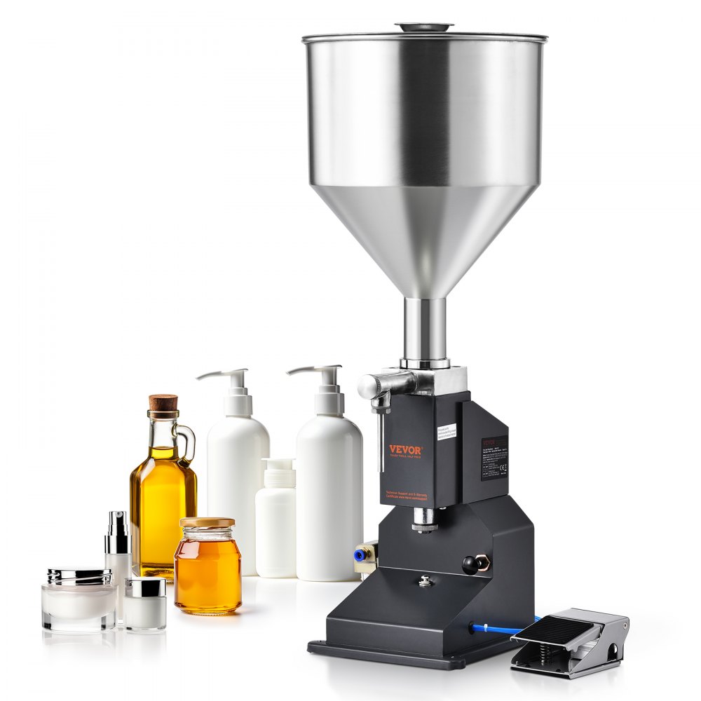 VEVOR Pneumatic Paste Liquid Filling Machine, 5-50ml Bottle Filler, Bottle Filling Machine, Stainless Steel Liquid Filler with Pedal for Milk Water Juice Essential Oil Shampoo Cosmetic Honey Lotion - LSGYTGZJQD56YVZDOV0