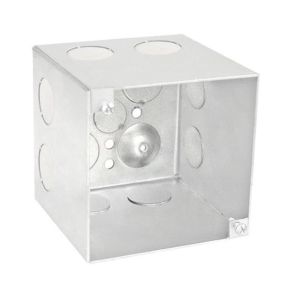 Southwire Electrical Box, 56 cu in, Square Box Type, 4 Gangs, Steel, Square Shape - 52191-3/4