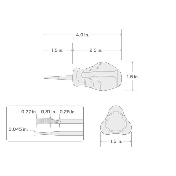 Tekton Slotx1-1/2" Stubby Screwdr 1/4" 1.5 in. Round - 26621