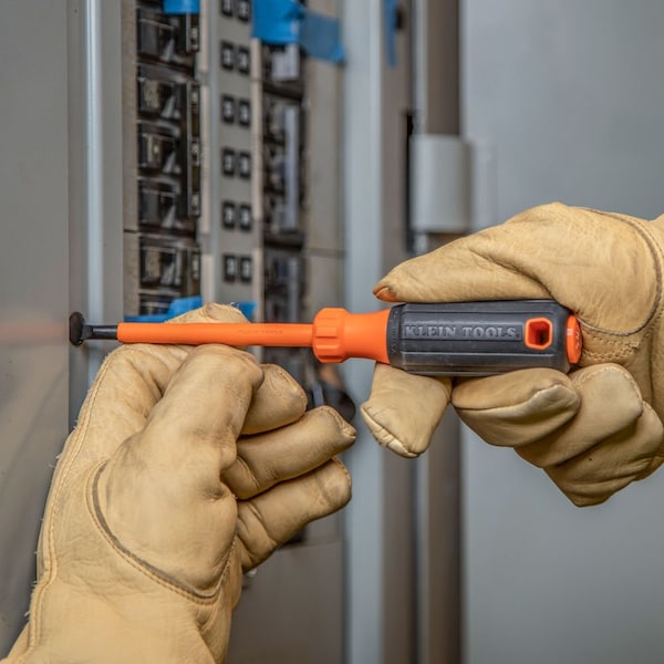 Klein Tools Insulated Screwdriver, 1/4-Inch Cabinet Tip, 4-Inch Round Shank - 6824INS