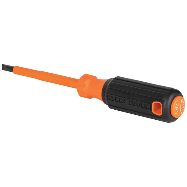 Klein Tools Insulated Screwdriver, 1/4-Inch Cabinet Tip, 4-Inch Round Shank - 6824INS