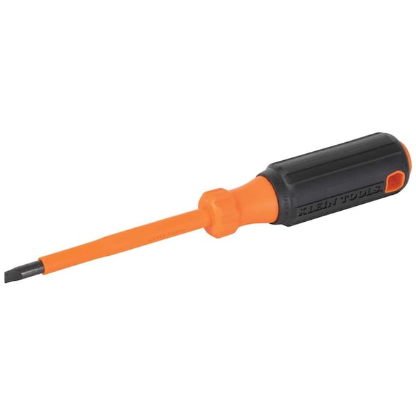 Klein Tools Insulated Screwdriver, 1/4-Inch Cabinet Tip, 4-Inch Round Shank - 6824INS
