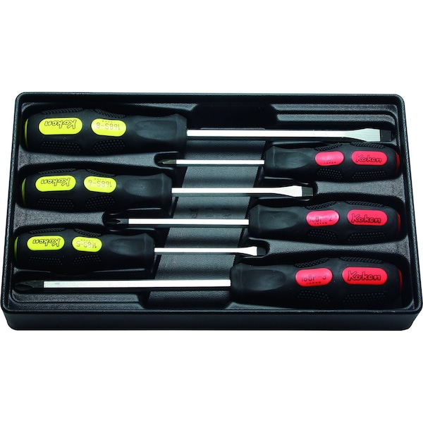 Ko-Ken ScrewDriver Set PH1-2-3/SL5-6-8 ABS Tray 6 pieces - PK168PS/6