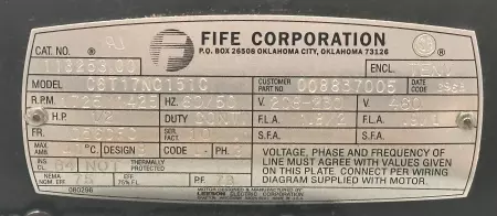 Fife Corp. AC Motor 113253.00