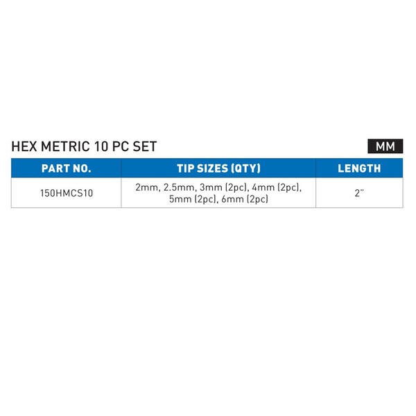 Vega Hex, MM Carabiner Set, 10 pc, 4 in Length, S2 Steel - 150HMCS10