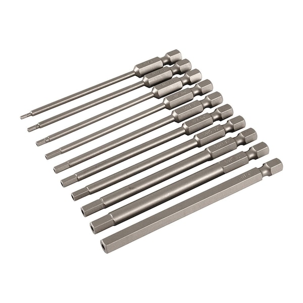 Wiha 10 Piece Security Hex Inch 90mm/3.5-in.  Power Blade Set - 76096