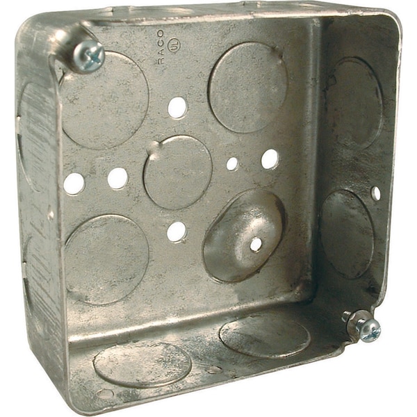 Raco Electrical Box, 21 cu in, Wall Box Type, 2 Gangs, Steel, Square Shape - 8191