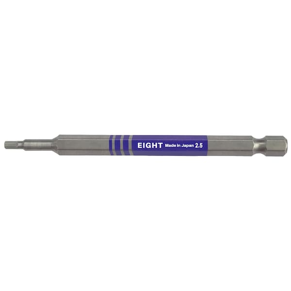 Eight Tool EX-IMPACT HIGH IMPACT HEX BIT 6.35MM SHANK 9MM GROOVE COLOR CODED, 2.5 X 100MM OAL PRPL - EA-610C 2.5mm x 100