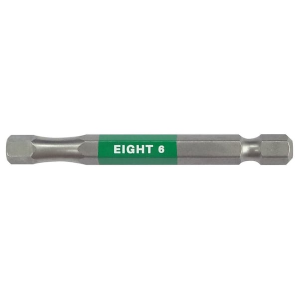 Eight Tool EX-IMPACT HIGH IMPACT HEX BIT 6.35MM SHANK 9MM GROOVE COLOR CODED, 6 X 65MM OAL GRN - EA-610C 6mm x 65