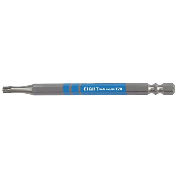Eight Tool EX-IMPACT HIGH IMPACT TORX BIT 6.35MM SHANK 9&13MM GROOVE COLOR CODED, T20 X 100MM OAL LTBL - EA-310C T20 x 100