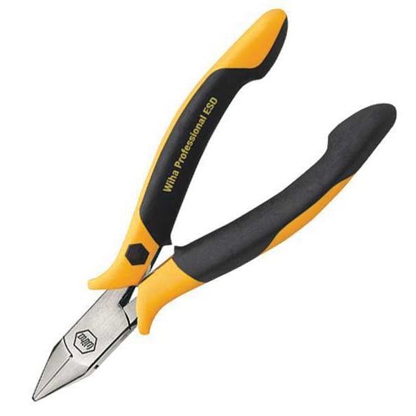Wiha 4 1/2 in Precision Diagonal Cutting Plier Flush Cut Pointed Nose Uninsulated - 32704