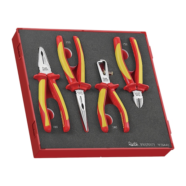 Teng Tools TEDV440 - 4 Piece 1,000 Volt Insulated Plier Set in EVA Tr - TEDV440