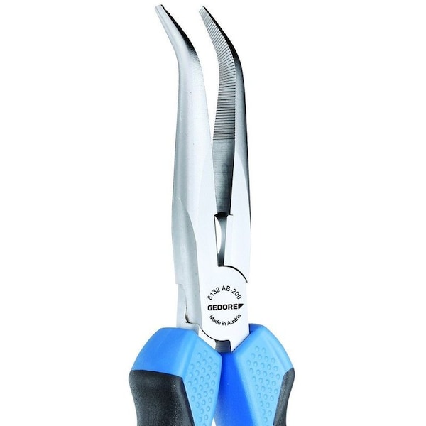 Gedore Bent, Needle Nose Pliers, 8", Overall Length: 200mm - 8132 AB-200 JC