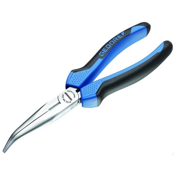 Gedore Bent, Needle Nose Pliers, 8", Overall Length: 200mm - 8132 AB-200 JC