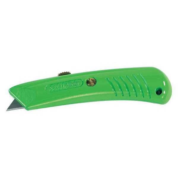 Partners Brand Utility Knife, Safety Grip, Neon Grn, PK10 Safety Blade, 10 PK - KN112