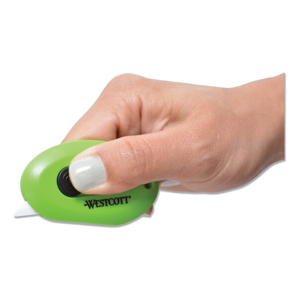 Westcott Compact Safety Ceramic Blade Box Cutter, 2.5" Retractable Blade, Green - 16474