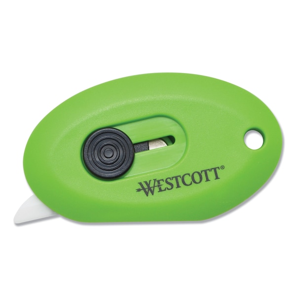Westcott Compact Safety Ceramic Blade Box Cutter, 2.5" Retractable Blade, Green - 16474