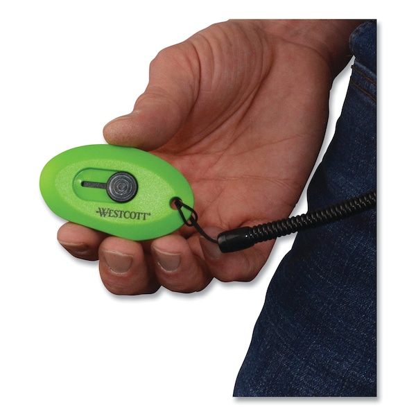 Westcott Compact Safety Ceramic Blade Box Cutter, 2.5" Retractable Blade, Green - 16474