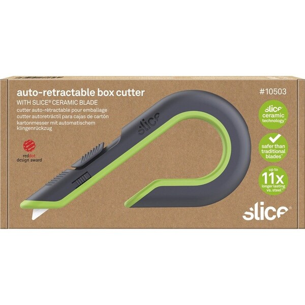 Slice Box Cutter, Auto-Retract, 7/10"Wx6-7/10"Lx3-2/5"H, GYGN - SLI10503