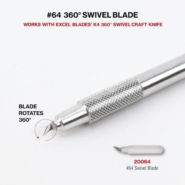 Excel Blades #64 360 Deg Swivel Knife Blade 360 Deg Rotating Craft Knife Refill Blade, 2PK - 20064IND