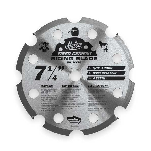 Malco Crclr Saw Bld, Crbde, 7-1/4 In, 4 Teeth - FCCB7