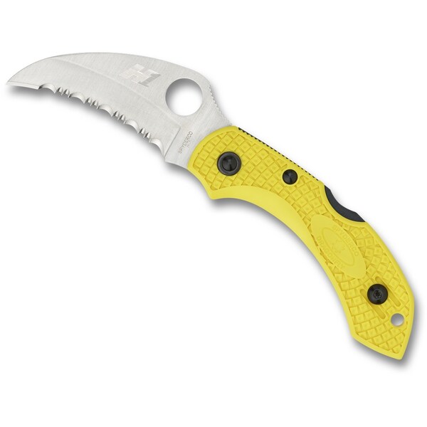 Spyderco 2024 Spyderco Dragonfly 2 Salt Lightweight Yellow Hawkbill Serrated - SPY-C28SYL2HB