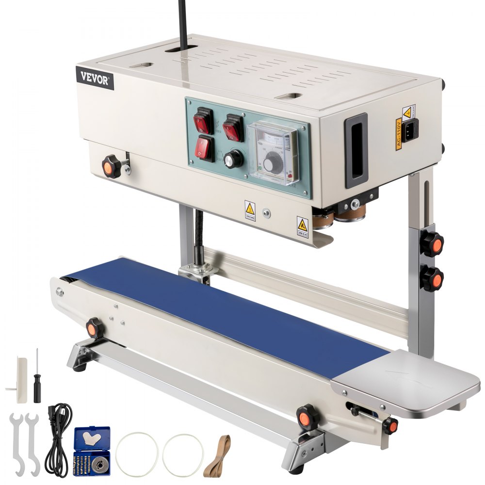 VEVOR Continuous Band Sealer, 0.24-0.6 in/6-15 mm Seal Width, FR900 110V/60Hz Horizontal Sealing Machine, Band Heat Sealer with Digital Temperature Control for PVC Membrane Bag Film - JTFKJMC53110VNDX1V1