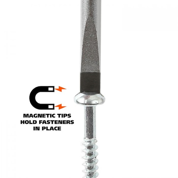 Great Neck 3/16 x 8 Inch Slotted Round Shank Cabinet Tip Screwdriver - 73014